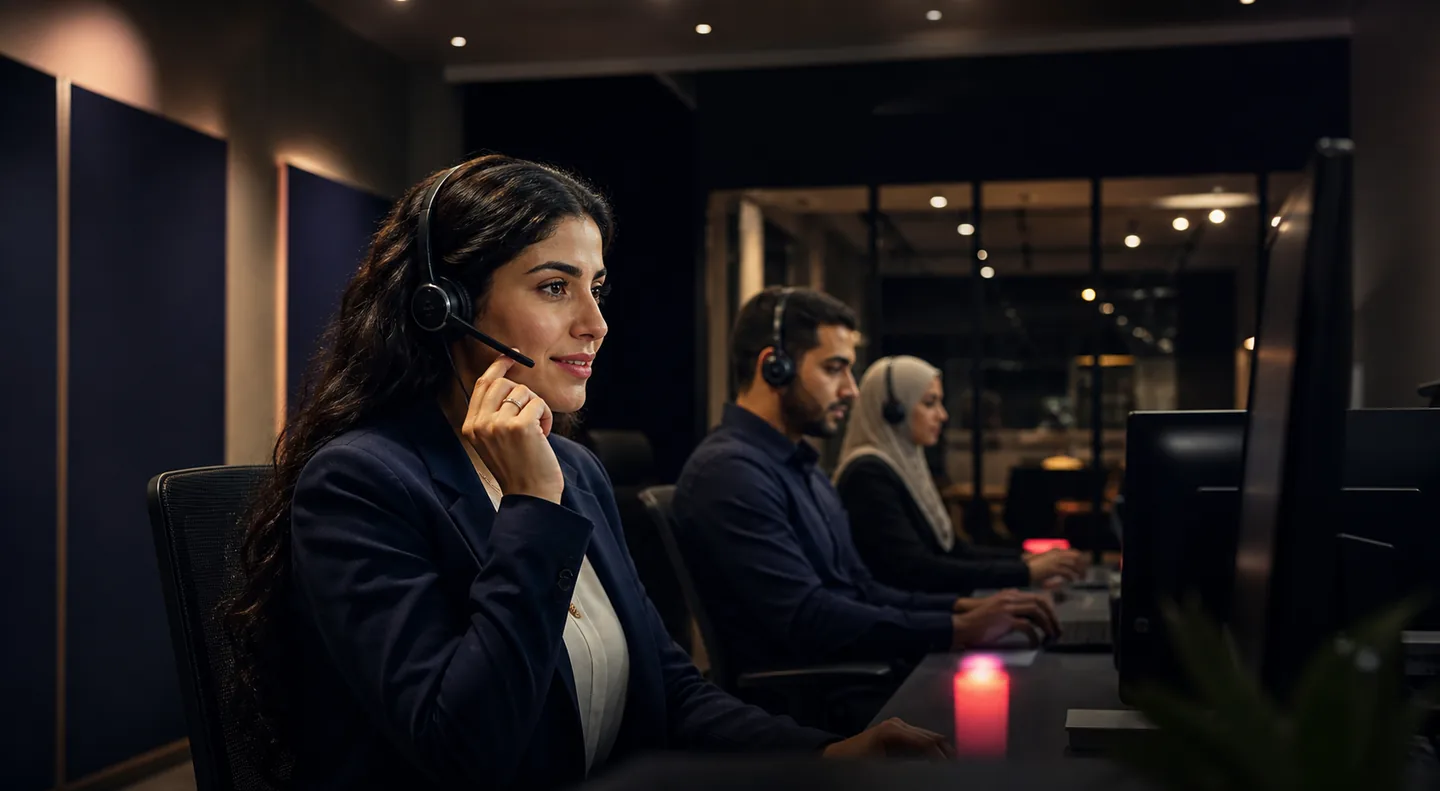Call center team managing customer conversations and queues
